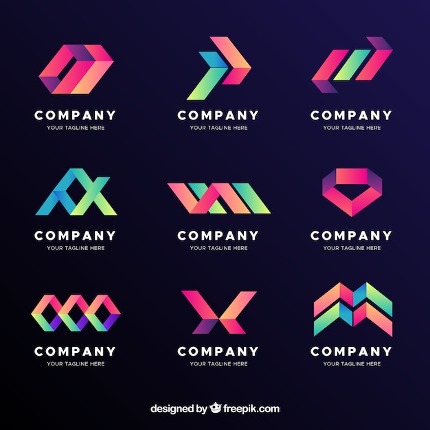 Gradient abstract logo collection | Free Vector