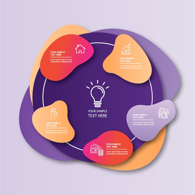 Gradient abstract shape infographic Free Vector