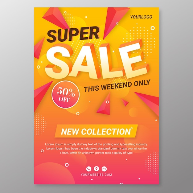 Premium Vector | Gradient abstract vertical sale poster template