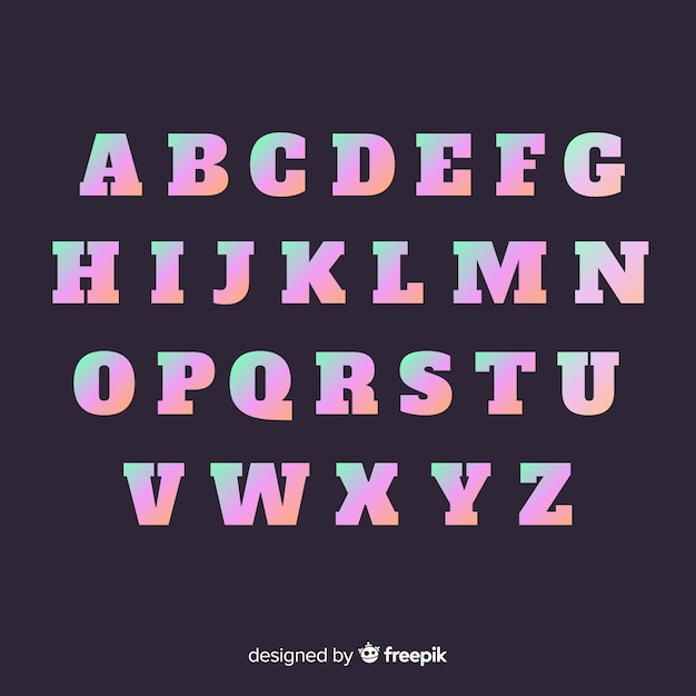 Gradient alphabet template flat design Free Vector