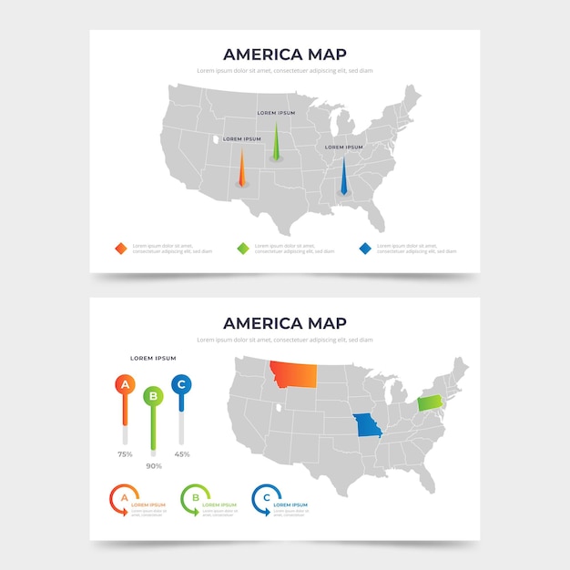 Free Vector | Gradient america map infographic