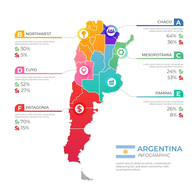 Free Vector Gradient Argentina Map Infographic