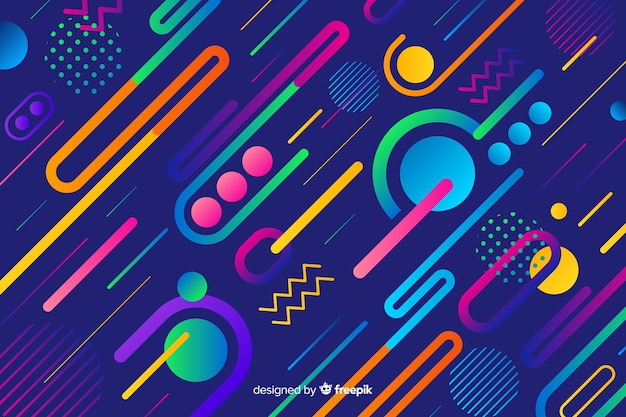 Gradient background with dynamic shapes Free Vector