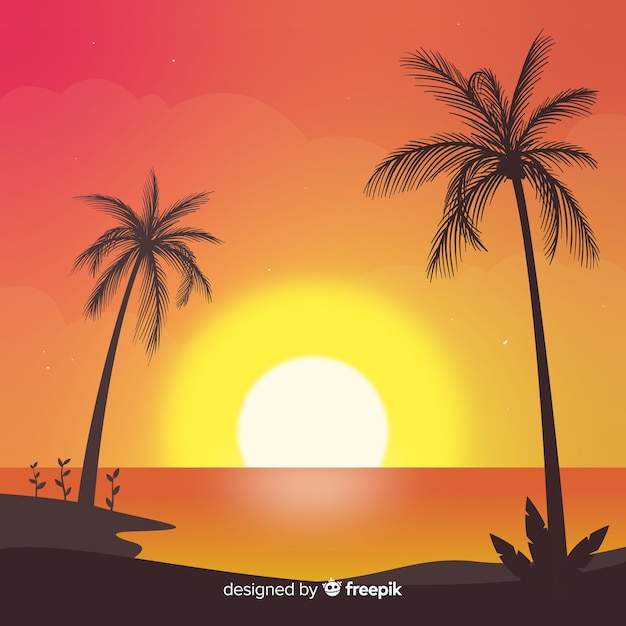 Free Vector | Gradient beach sunset landscape