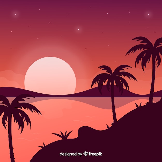 Free Vector | Gradient beach sunset landscape