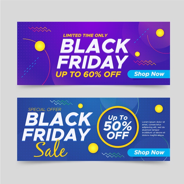 Premium Vector | Gradient black friday banners template