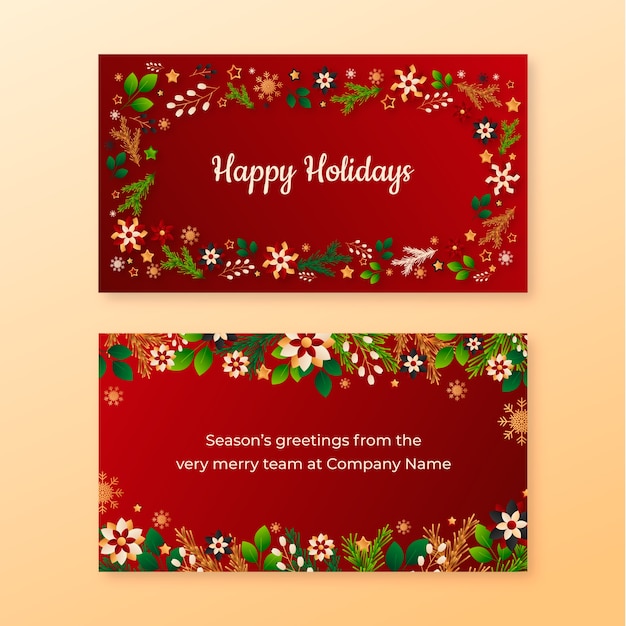 Free Vector Gradient business christmas cards template