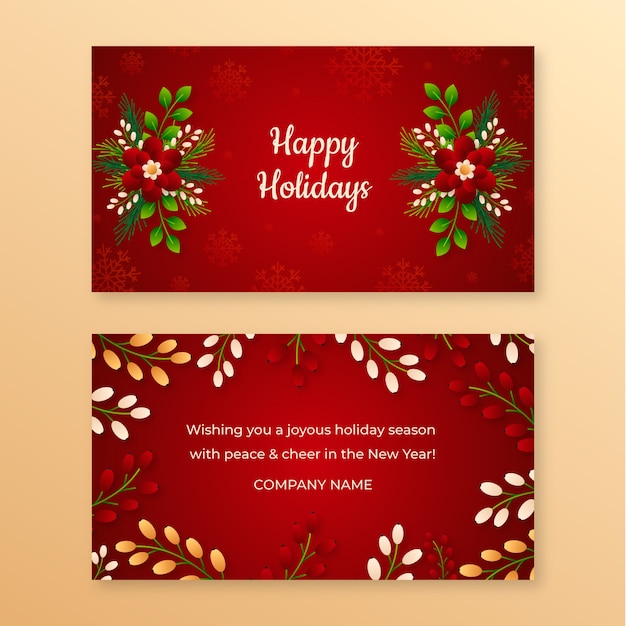 Free Vector Gradient business christmas cards template
