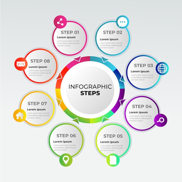 Gradient business infographic steps Free Vector
