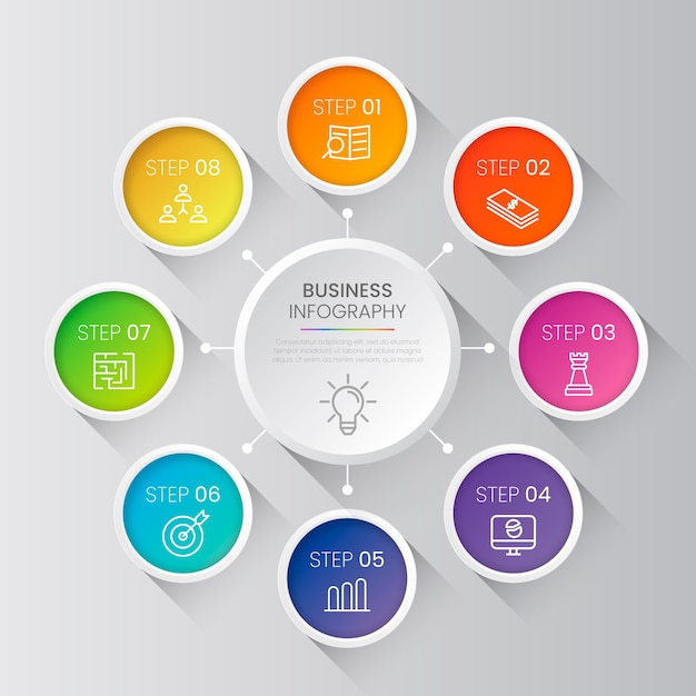 Gradient business infographic steps Free Vector