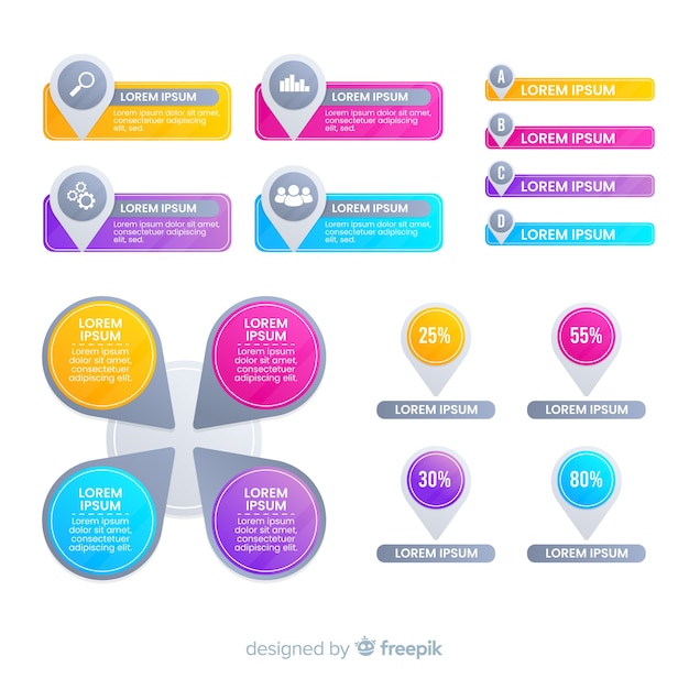 Gradient business infographics elements set Free Vector