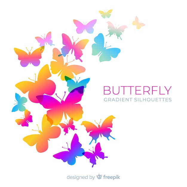 Download Free Vector | Gradient butterfly silhouette swarm background