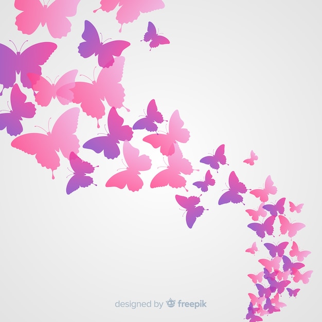 Download Gradient butterfly silhouette swarm background | Free Vector