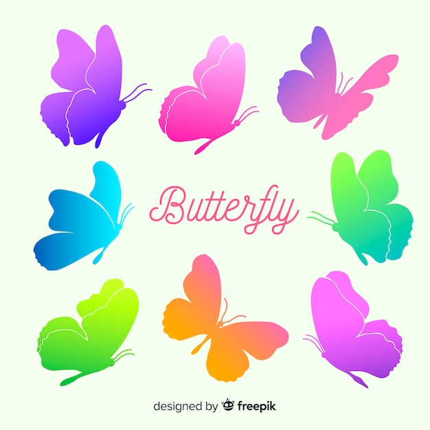 Download Gradient butterfly silhouettes flying | Free Vector
