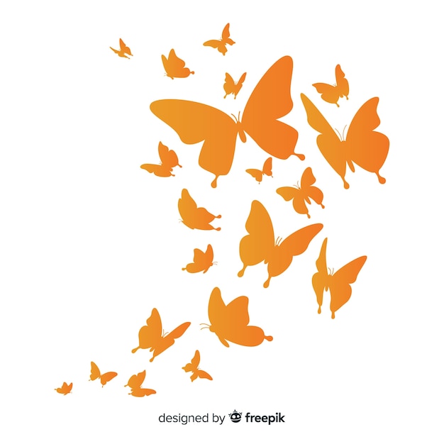 Download Gradient butterfly swarm silhouette background | Free Vector