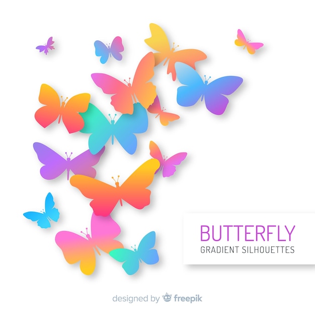 Download Free Vector | Gradient butterfly swarm silhouette background