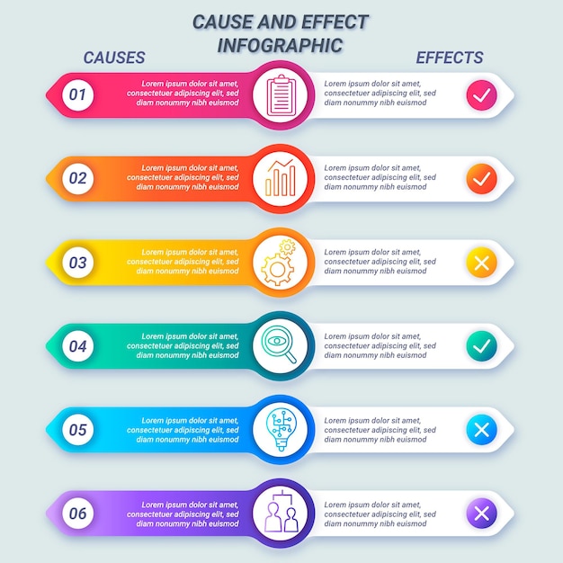 Gradient Cause And Effect Infographic | Free Vector