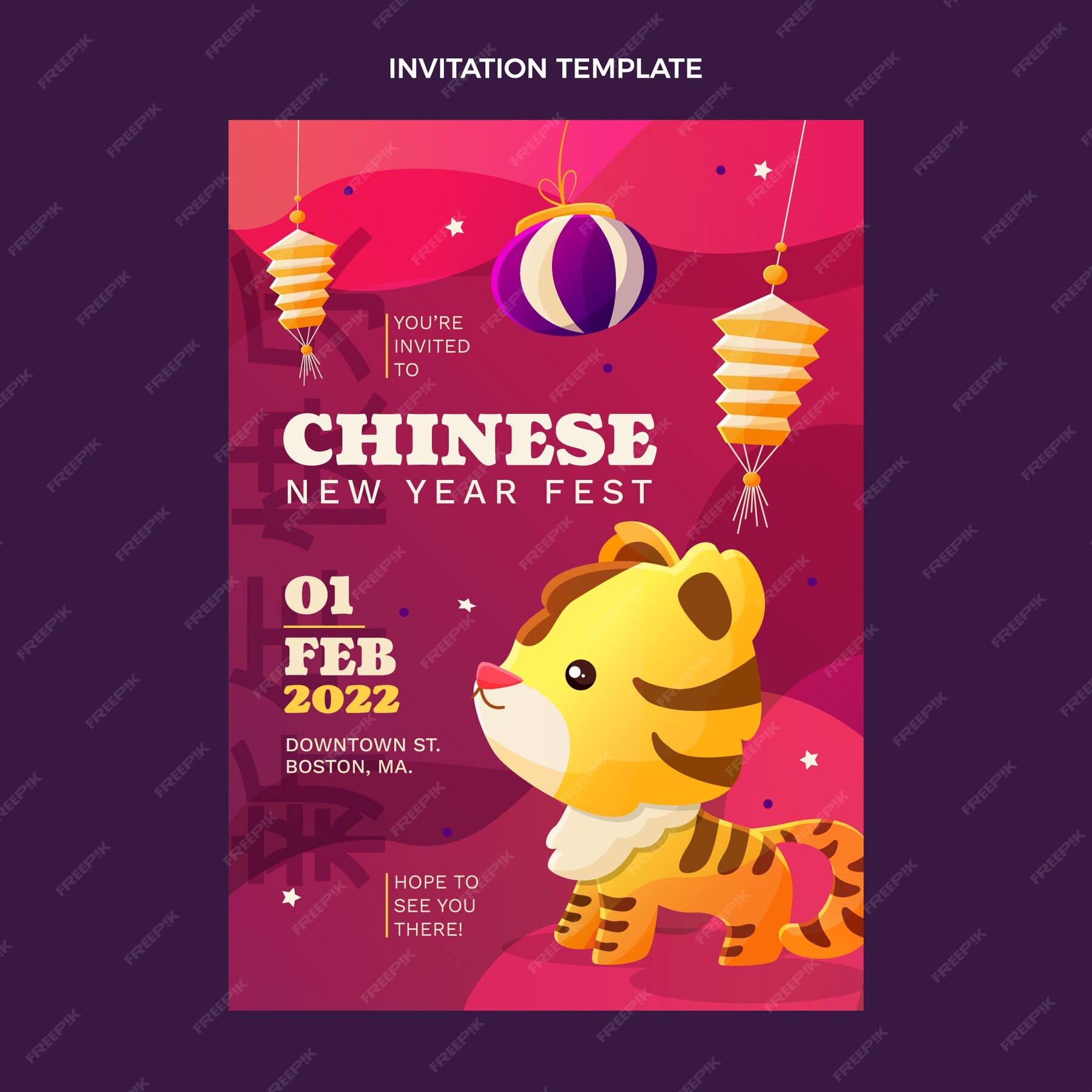 Free Vector Gradient chinese new year invitation template