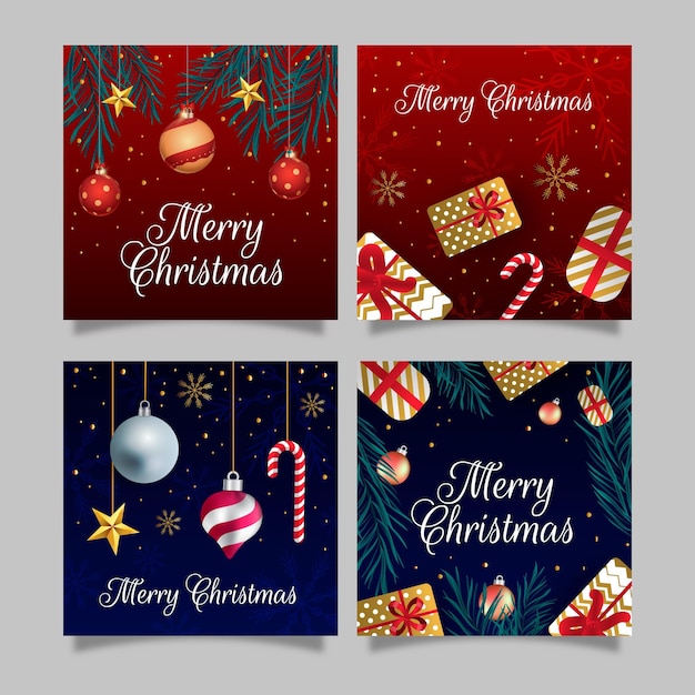 Free Vector | Gradient christmas instagram posts collection