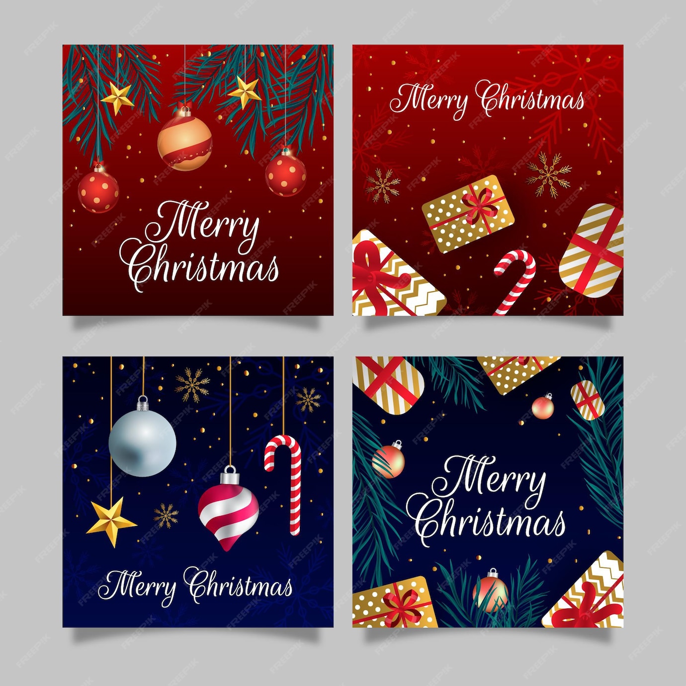 Free Vector | Gradient christmas instagram posts collection