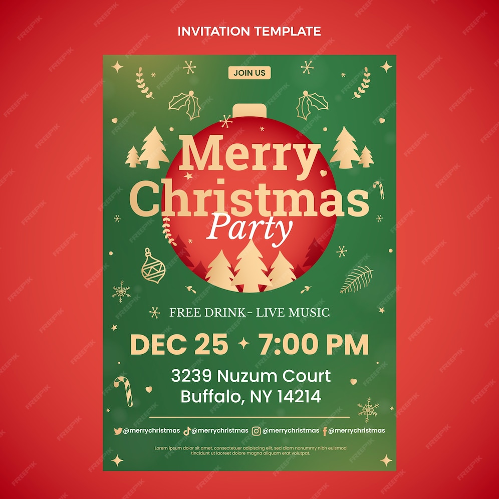 Free Vector | Gradient christmas invitation template