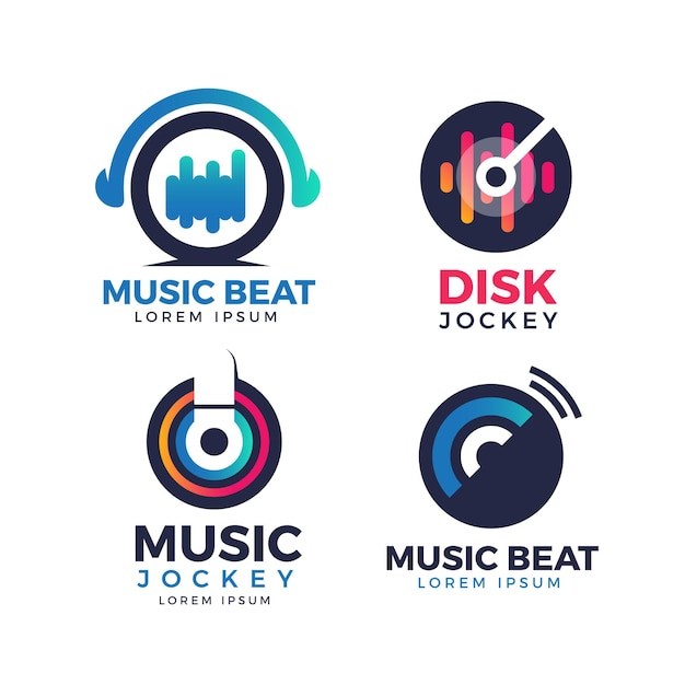 Free Vector | Gradient colored dj logo collection