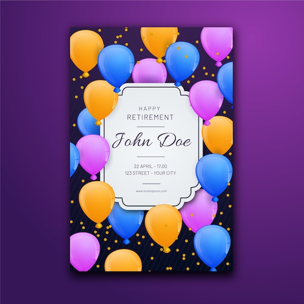 free vector gradient colored retirement greeting card template