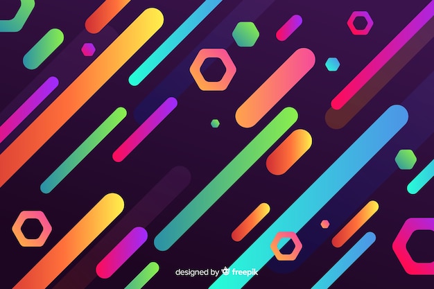 Gradient colorful background with dynamic shapes Free Vector