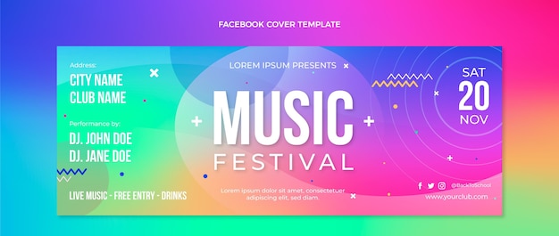 Free Vector | Gradient colorful music festival facebook cover