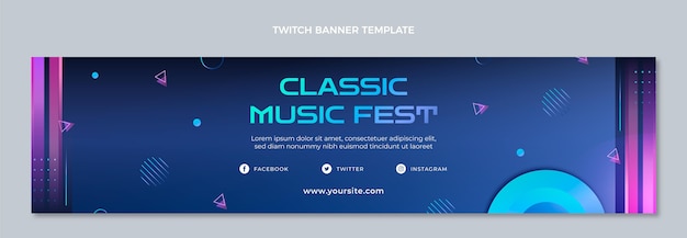 Free Vector | Gradient colorful music festival twitch banner