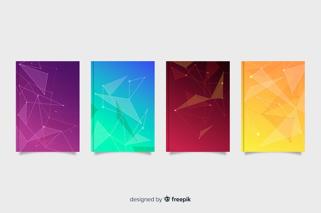 Gradient colorful technology cover collection Free Vector