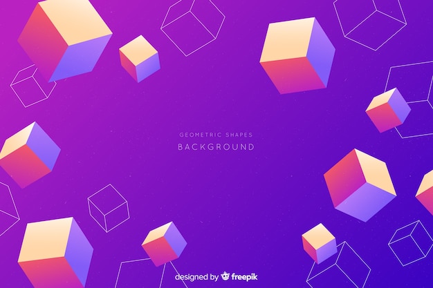 Gradient colorful tridimensional shapes background Free Vector