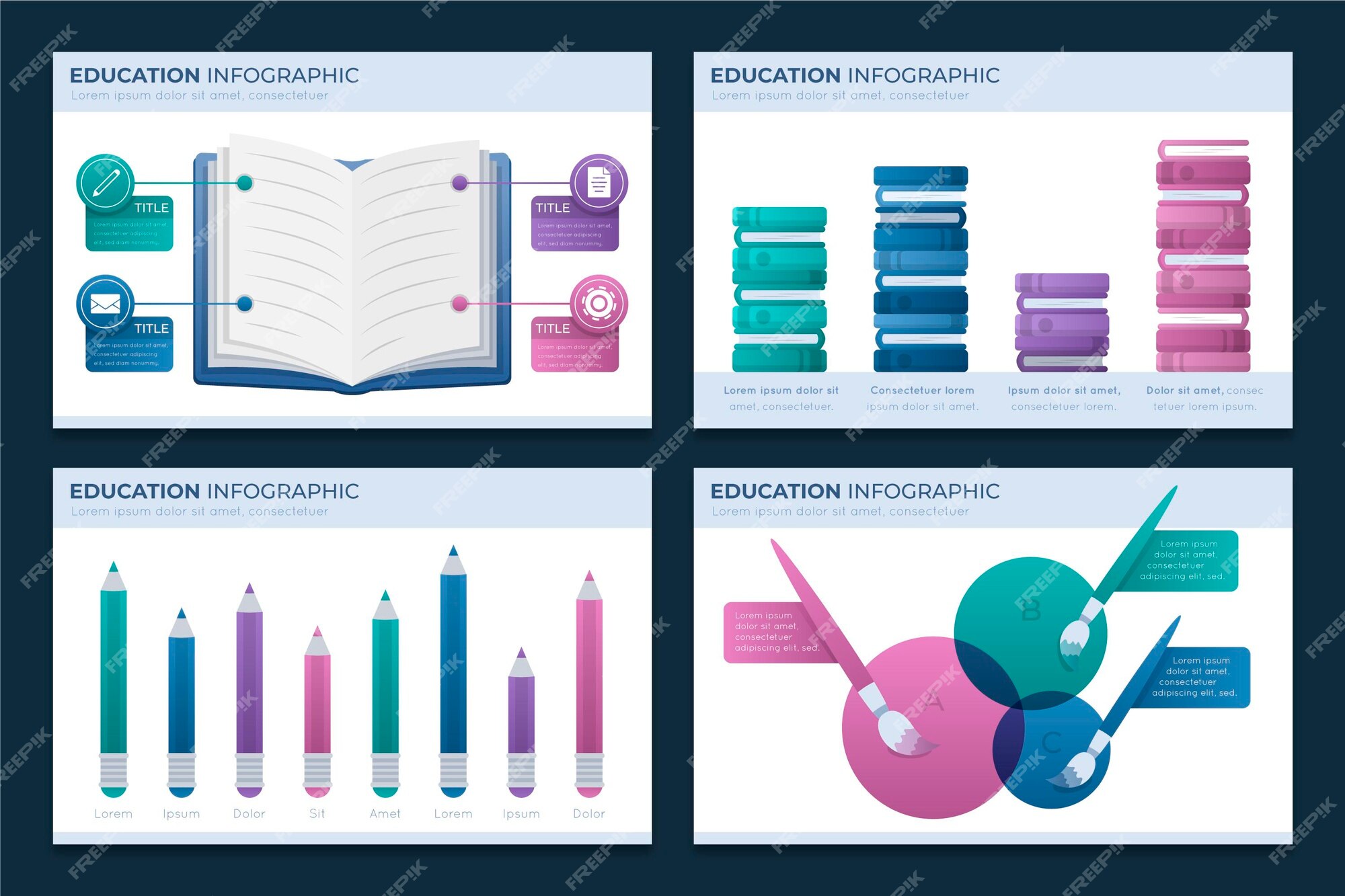 Free Vector Gradient Education Infographics Template