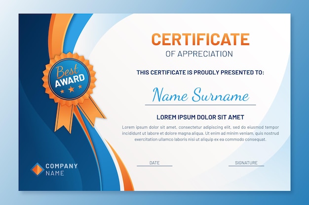 Free Vector | Gradient elegant certificate template