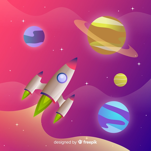 Free Vector | Gradient galaxy background with a rocket