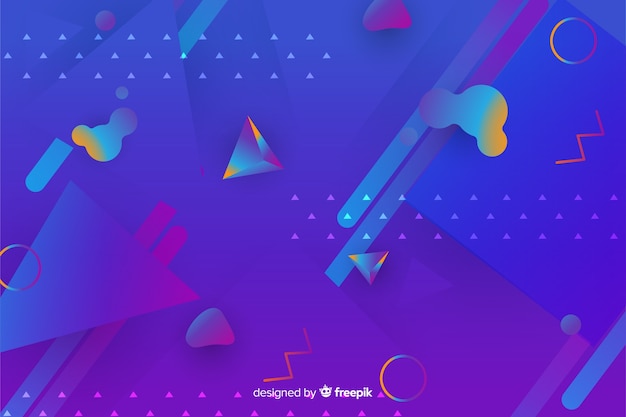Gradient geometric 3d shapes background Free Vector