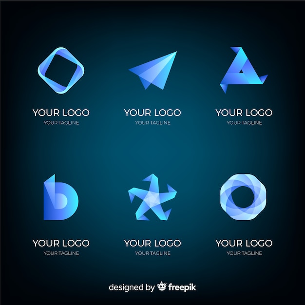 Gradient geometric technological logotype collection Free Vector