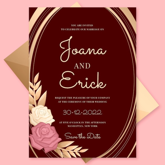 Free Vector | Gradient Golden Luxury Wedding Invitation Template