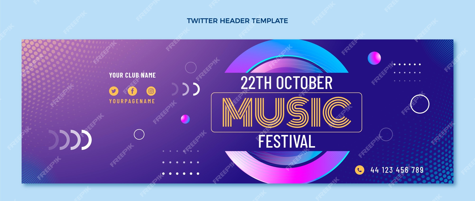 Free Vector | Gradient halftone music festival twitter header