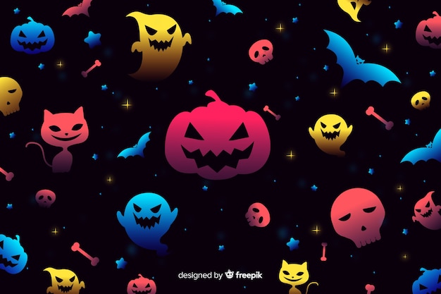 Gradient halloween elements background Free Vector