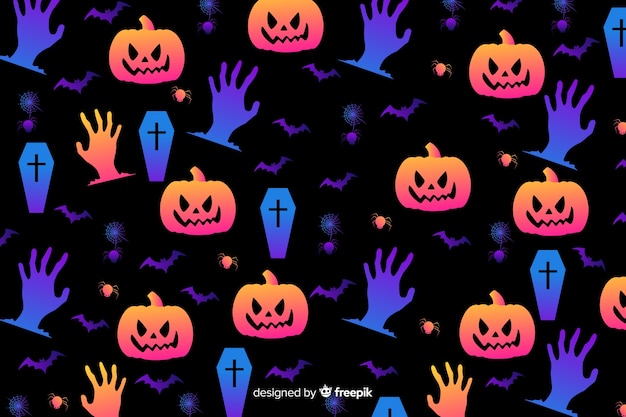 Gradient halloween elements background Vector | Free Download