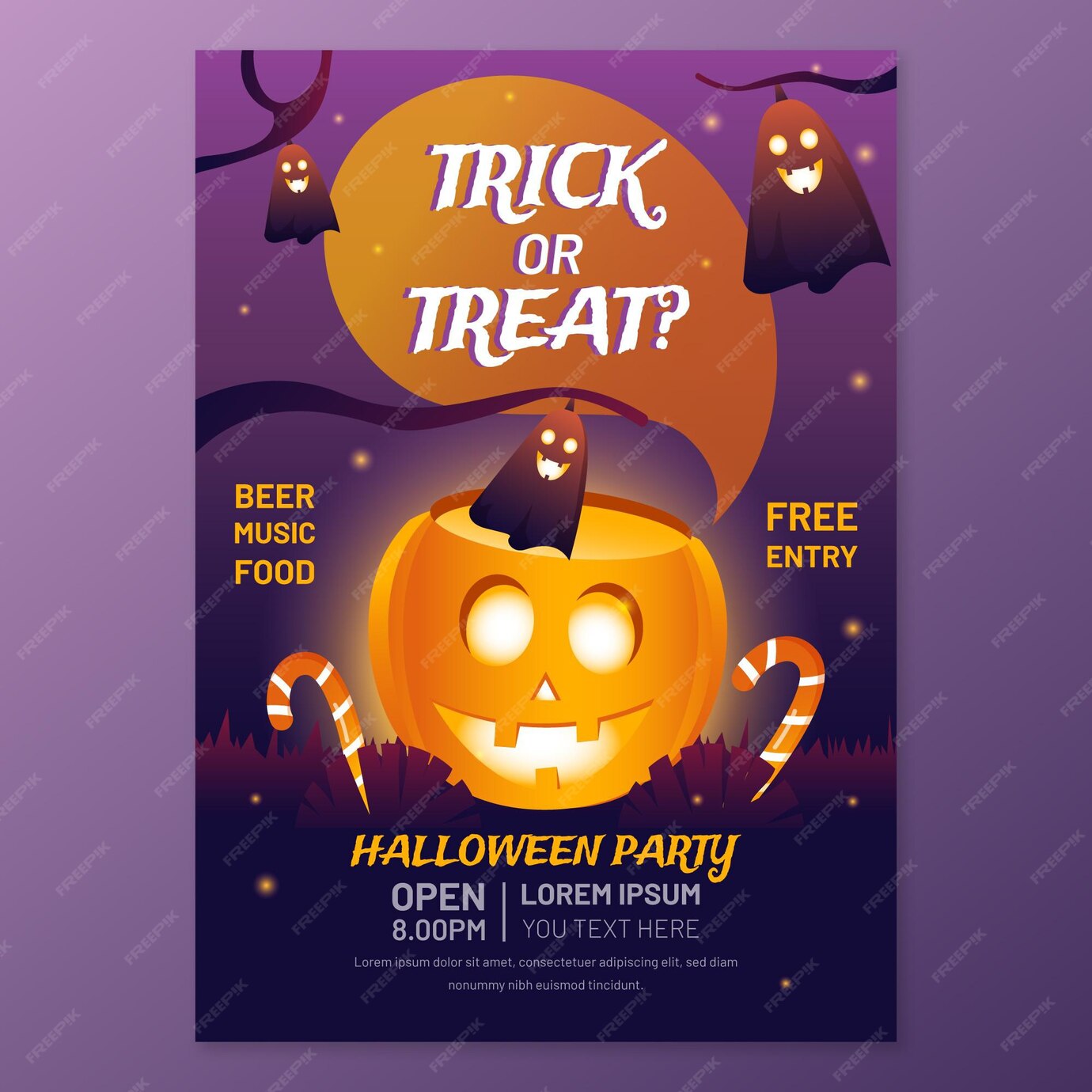 Free Vector Gradient halloween vertical poster template
