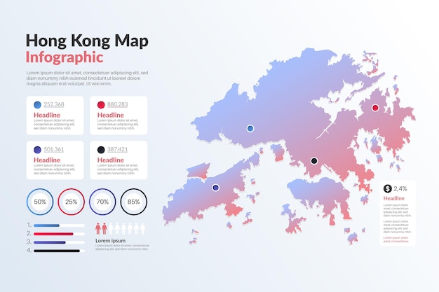 Statistiche mappa gradiente hong kong | Vettore Gratis