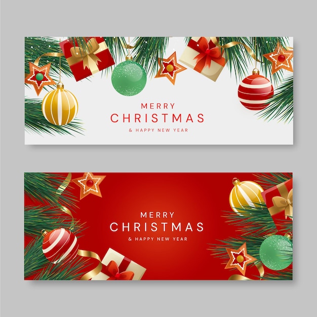 Free Vector | Gradient horizontal christmas banners set