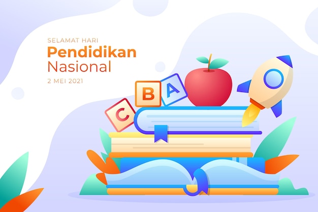 Gradient indonesian national education day illustration Free Vector