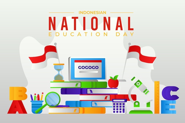 Gradient indonesian national education day illustration Free Vector