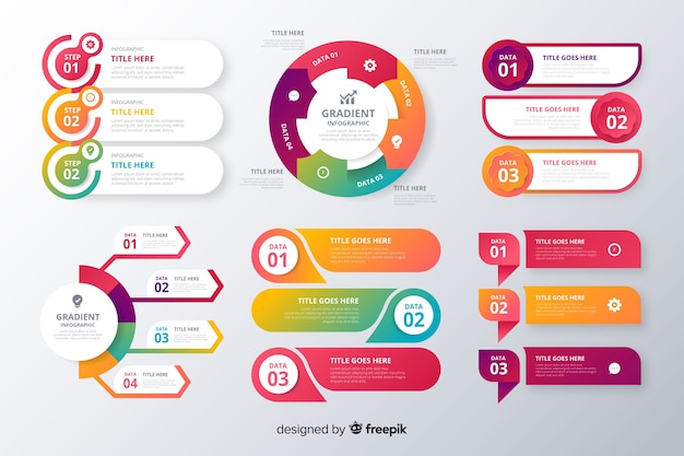 Gradient infographic element collection Free Vector
