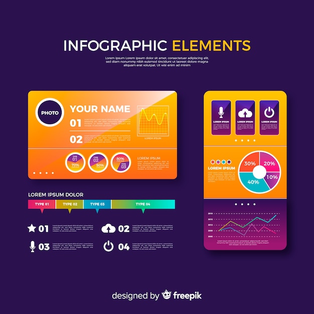 Gradient infographic element collection Free Vector