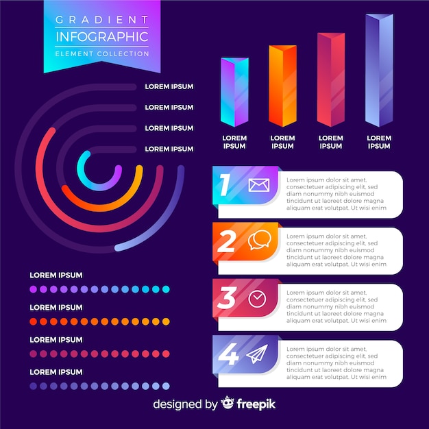 Gradient infographic element collection Free Vector