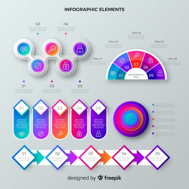 Gradient infographic element collection Free Vector